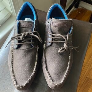 Diesel Brown Canvas Boat Shoes with Blue Lining